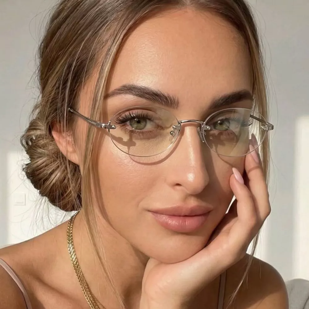 Vintage Oval Rimless Sunglasses, image 7