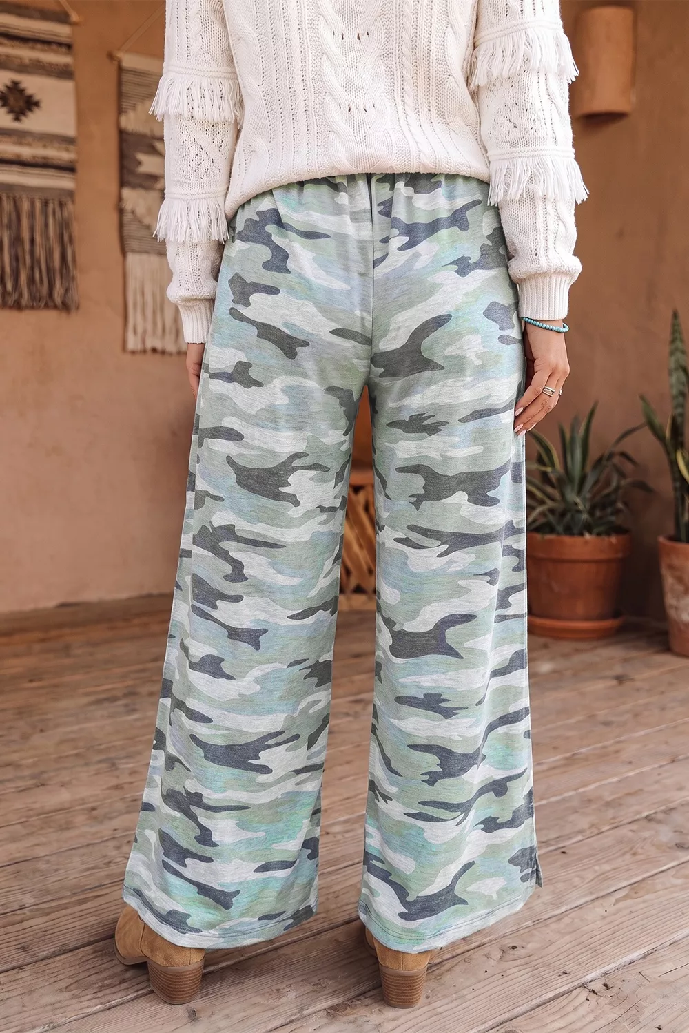 Camouflage Wide-Leg Drawstring Pants, image 5