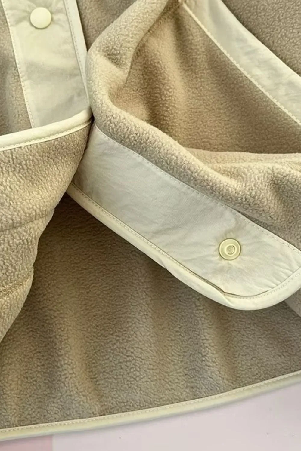 Snap Down Contrast Fleece Jacket with Pockets, image 5