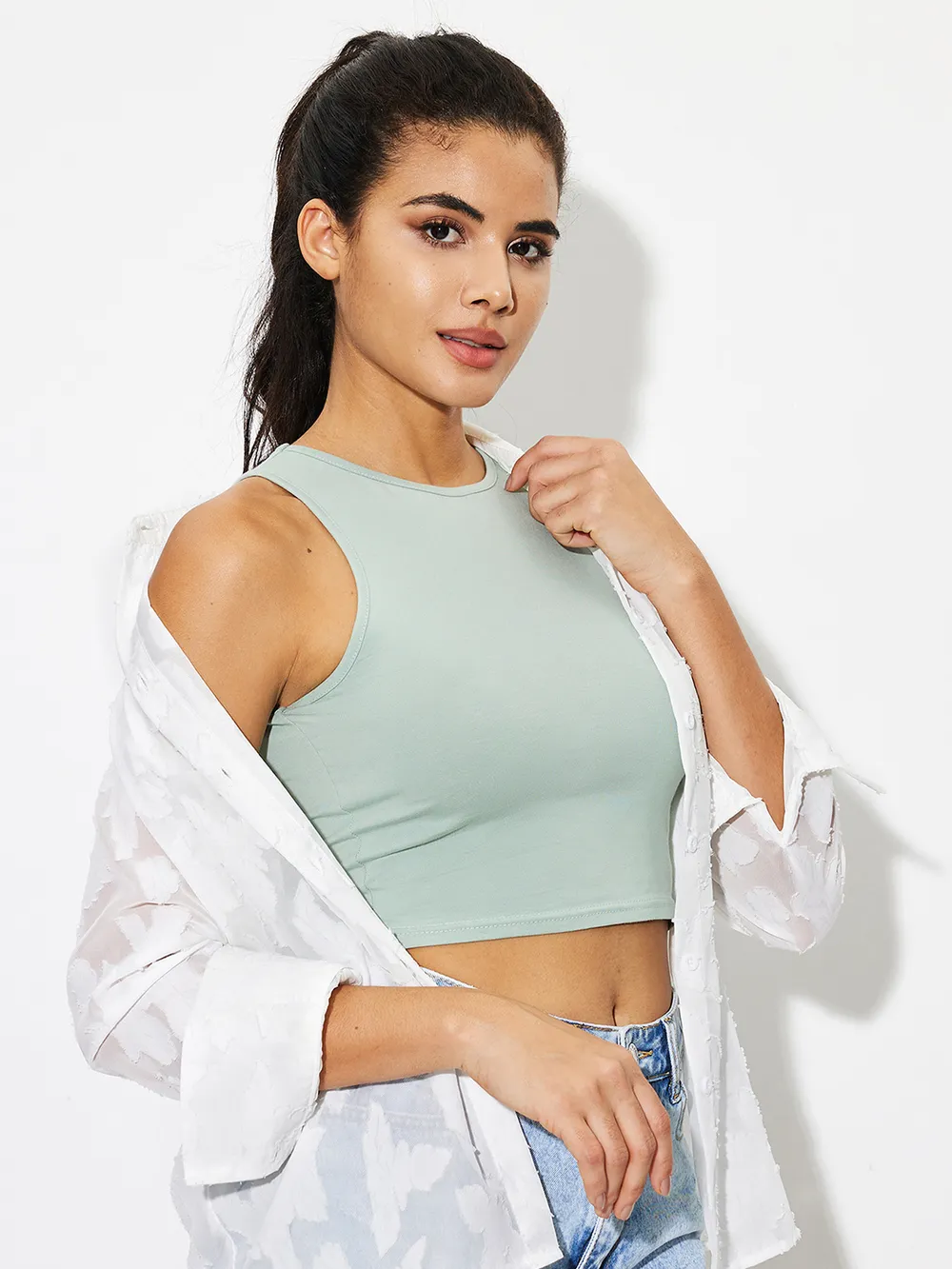 Round Neck Cropped Tank, image 2