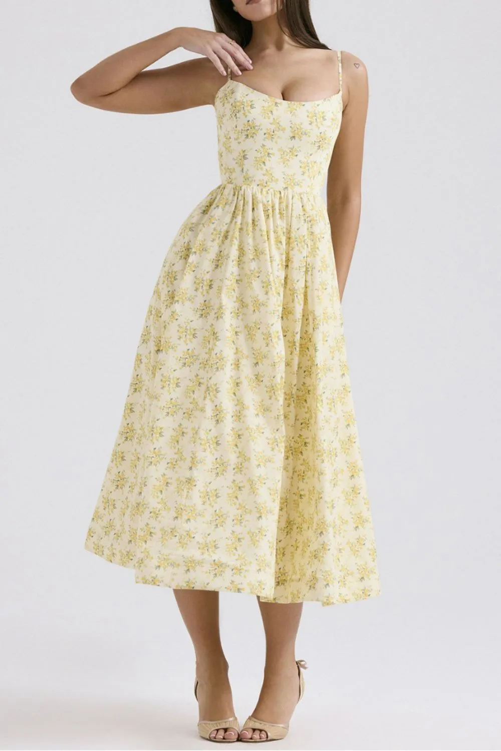 Floral Print Spaghetti Strap Midi Dress, image 3