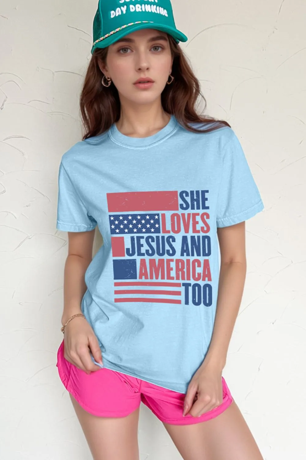 Patriotic US Flag Round Neck Short Sleeve T-Shirt, image 2