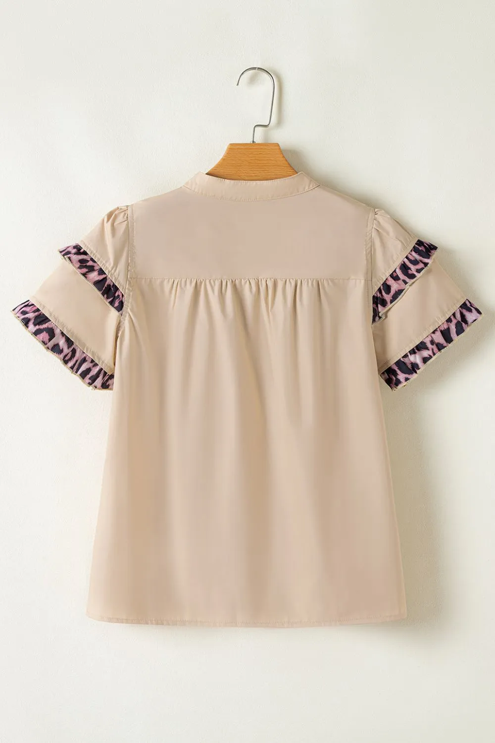 Leopard Frill Short Sleeve Blouse, image 4