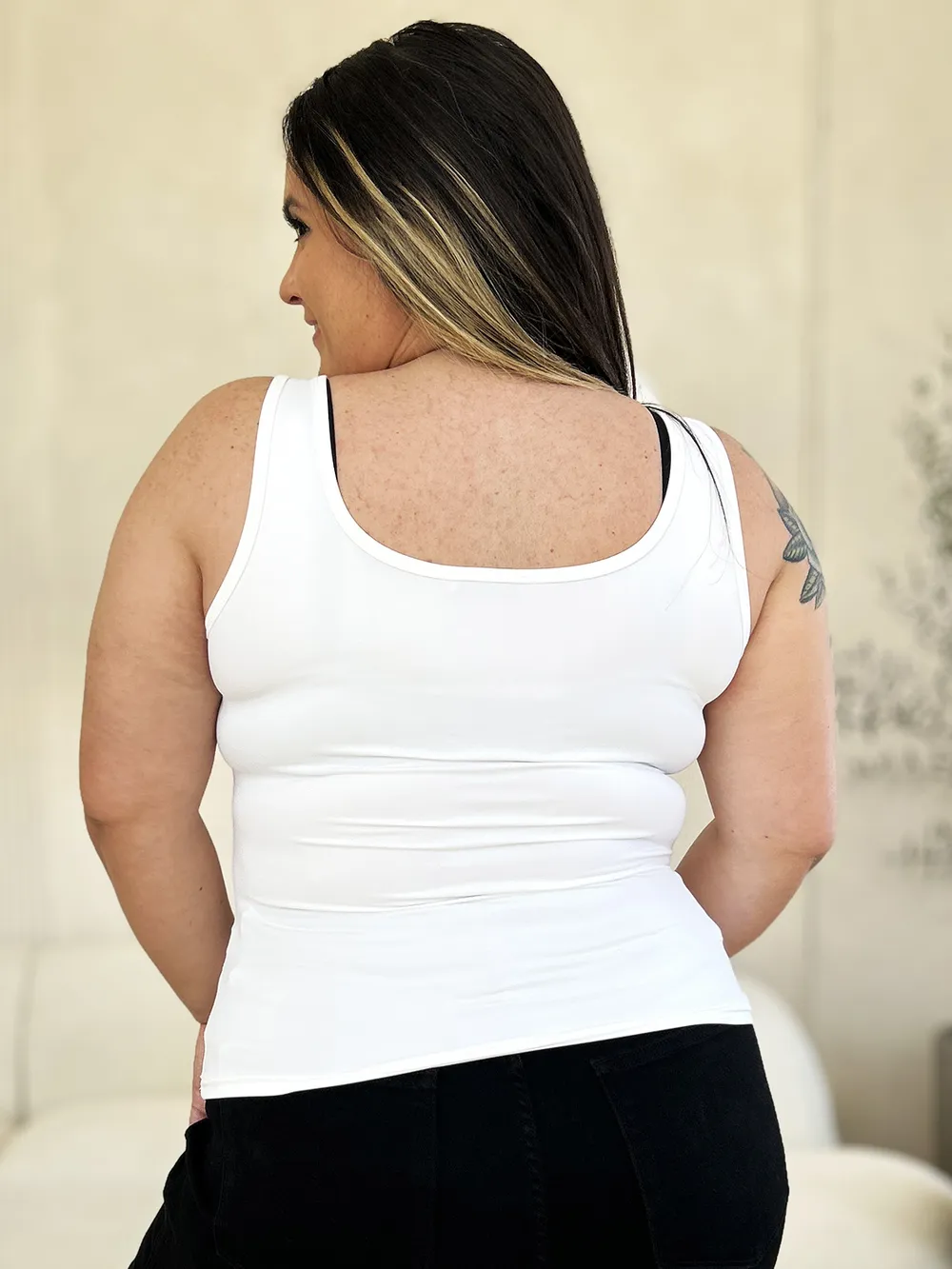 Full Size Square Neck Wide Strap Tank, image 2