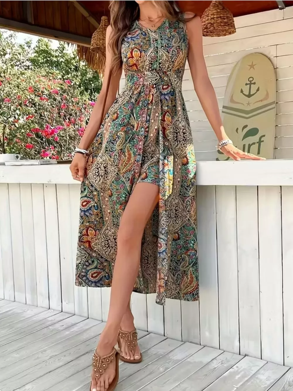 Paisley Print Sleeveless Romper, image 13