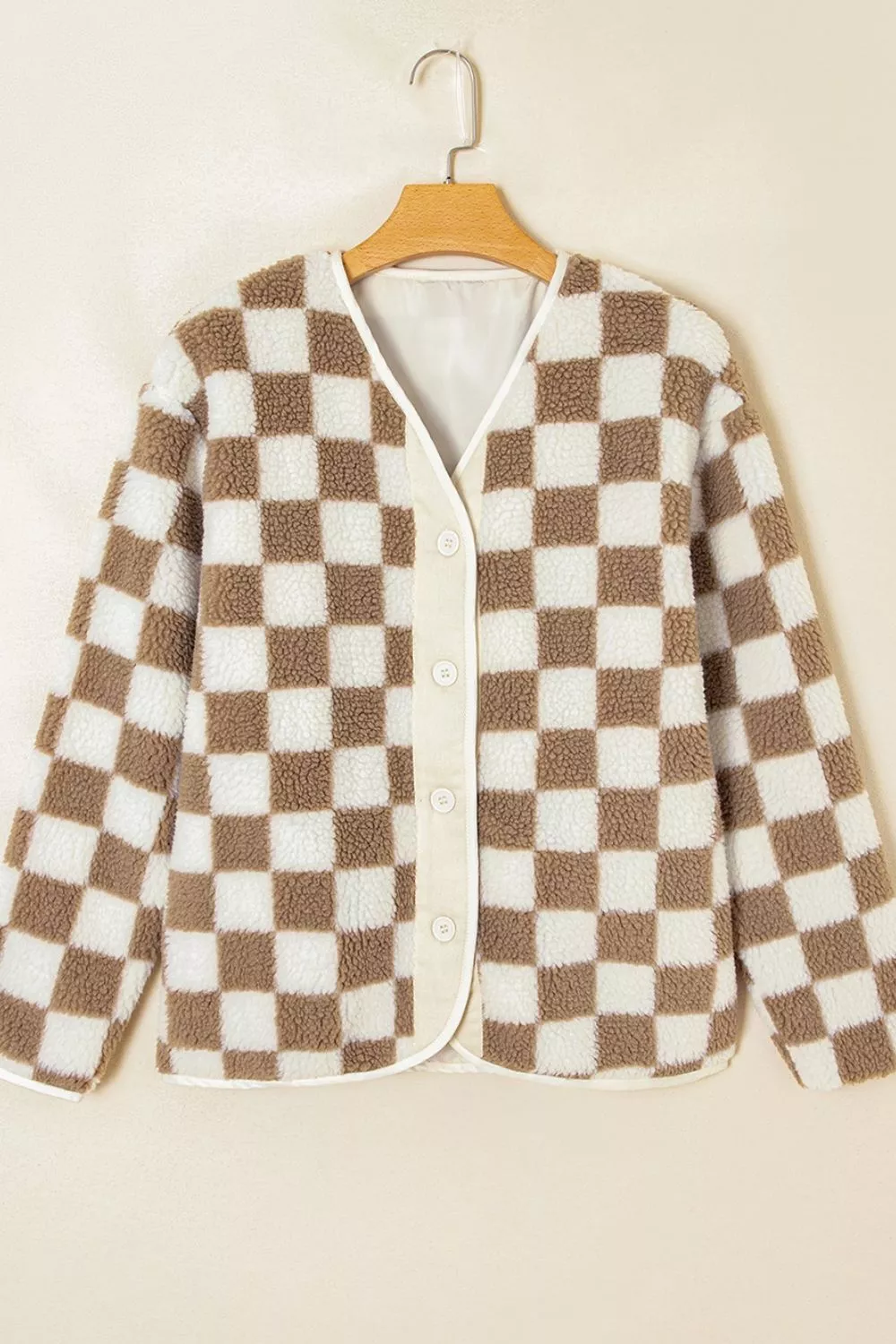 Checkered Sherpa Oversized Button Up Jacket, image 2