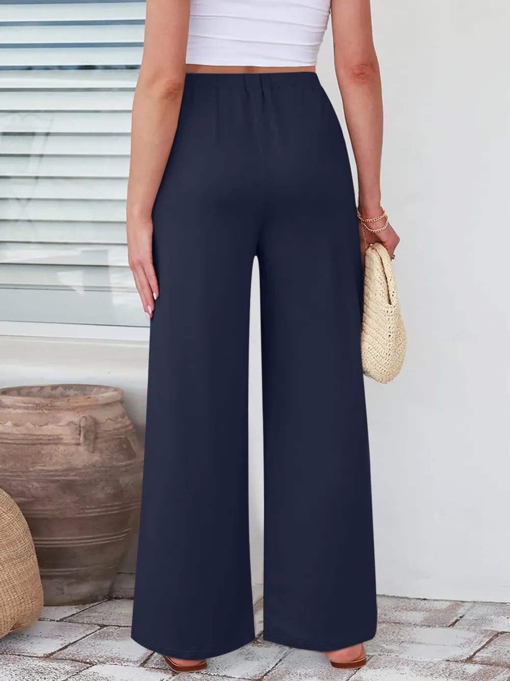 Elastic Waist Wide Leg Pants, image 26