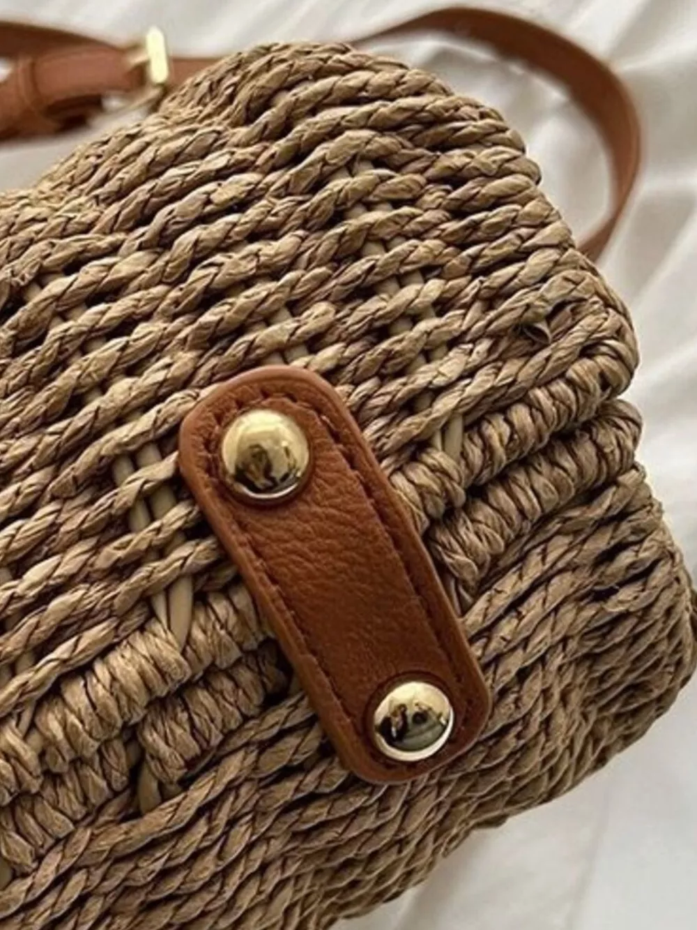 Straw Woven Adjustable Strap Crossbody Bag, image 11