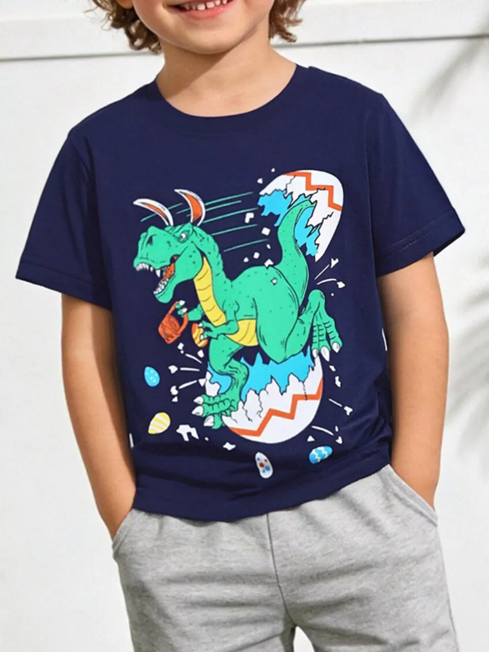 Children's Dinosaur Graphic Crew Neck T-Shirt