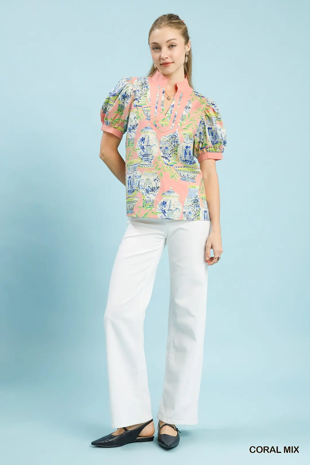 Abstract Print V-Neck Top, image 5