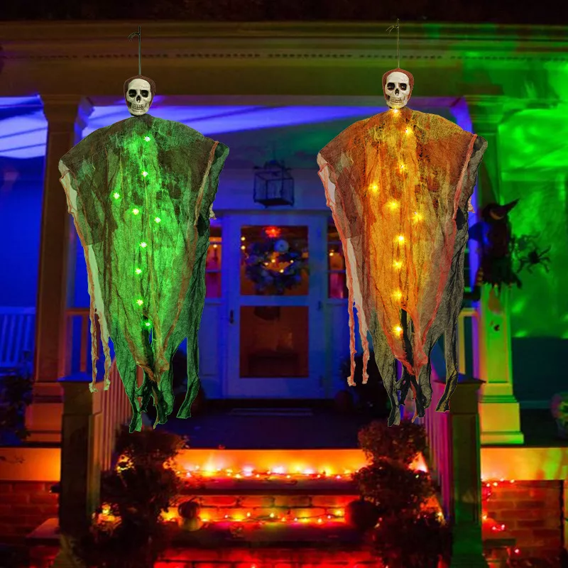 Halloween Lighted Hanging Skeleton Ghost 4 Piece Set