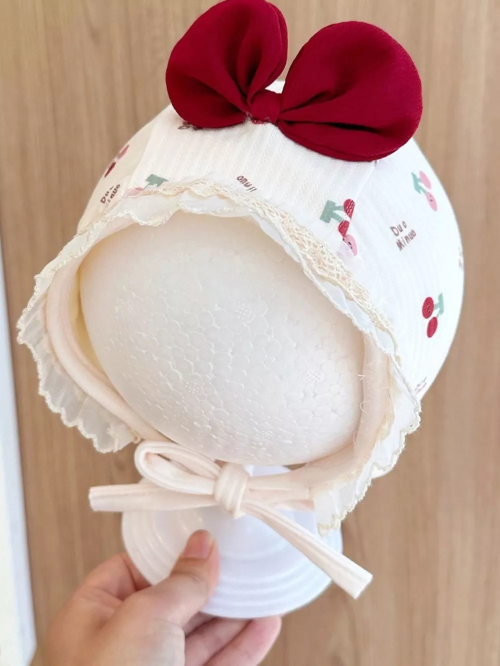 Children's Lace Detail Cute Bowknot Hat, image 5