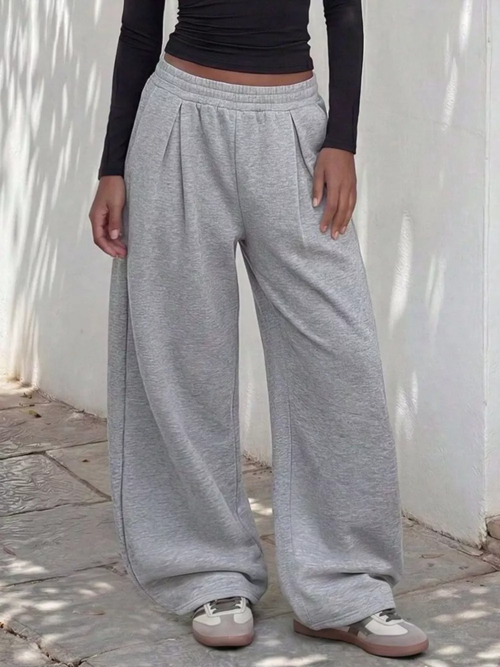 Elastic Waist Wide-Leg Sweatpants, image 5