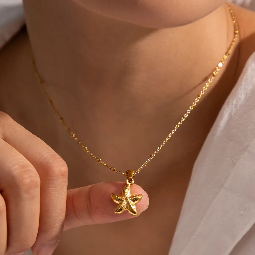18K Gold Plated Starfish Pendant Necklace, image 2