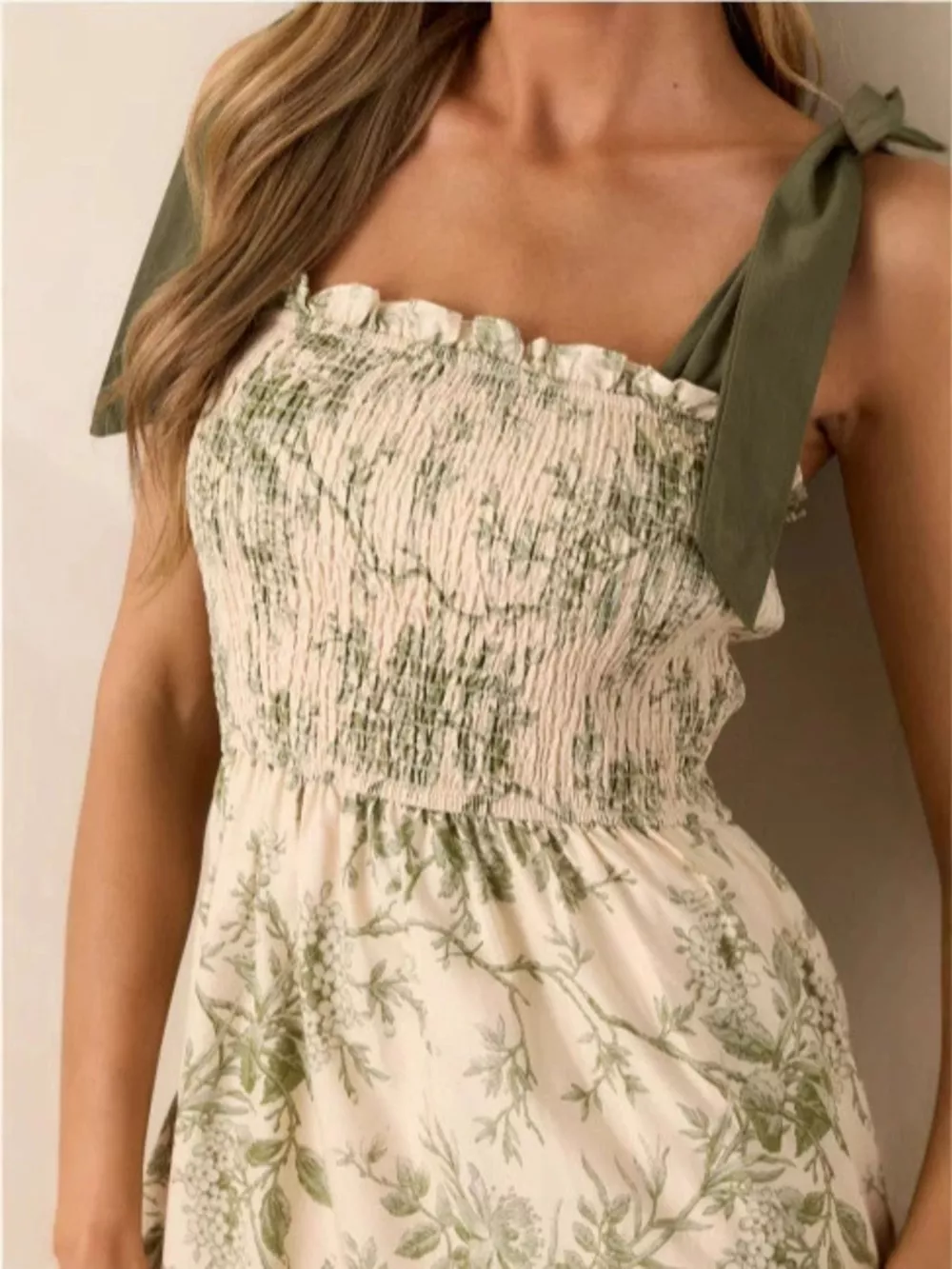 Floral Print Tiered Midi Dress with Tie Straps, image 5