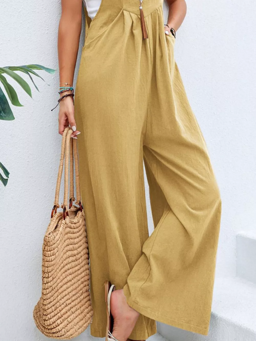 Full Size Casual Wide-Leg Overalls with Pockets Plus Size, image 9