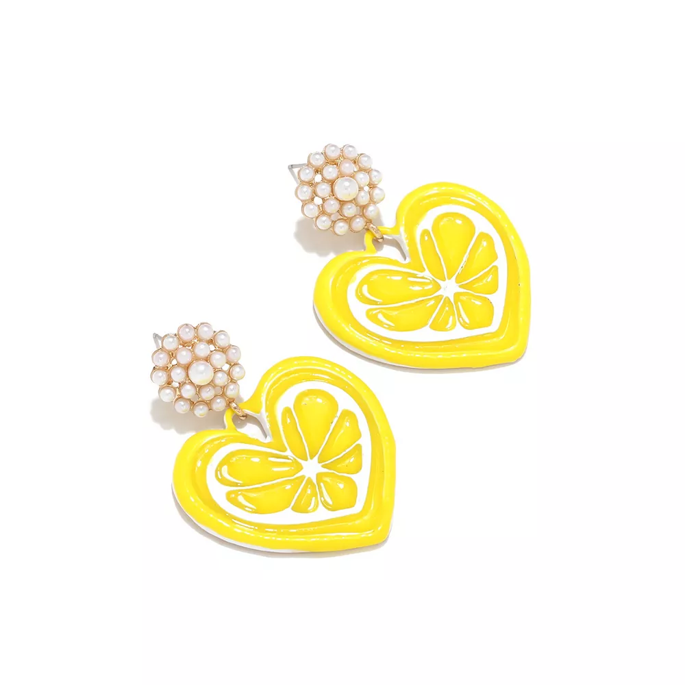 Heart Dangle Earrings with Pearl Accent, image 5