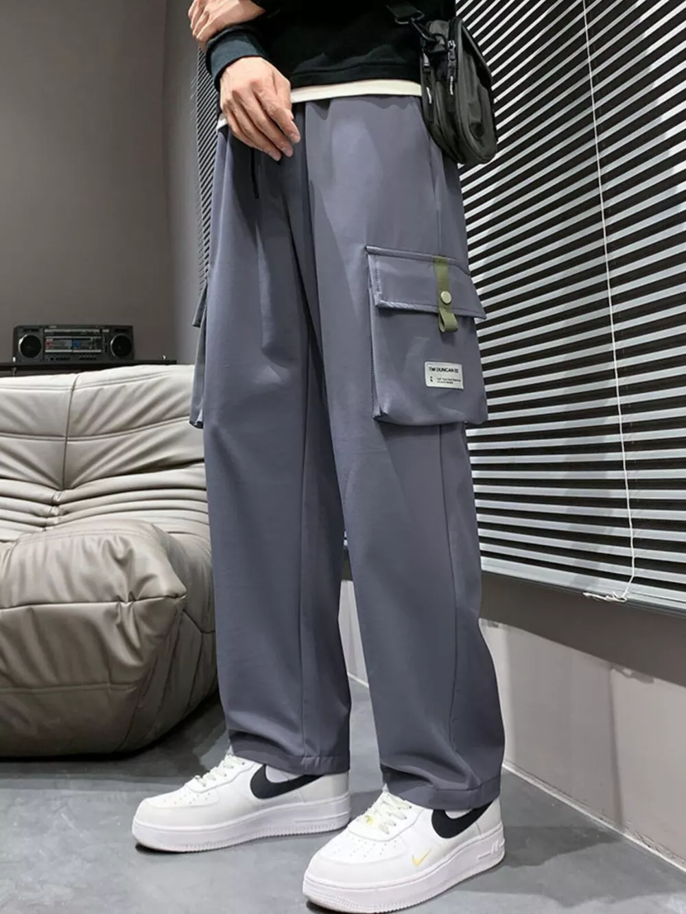 Men's Plus Size Wide Leg Cargo Pants, image 3