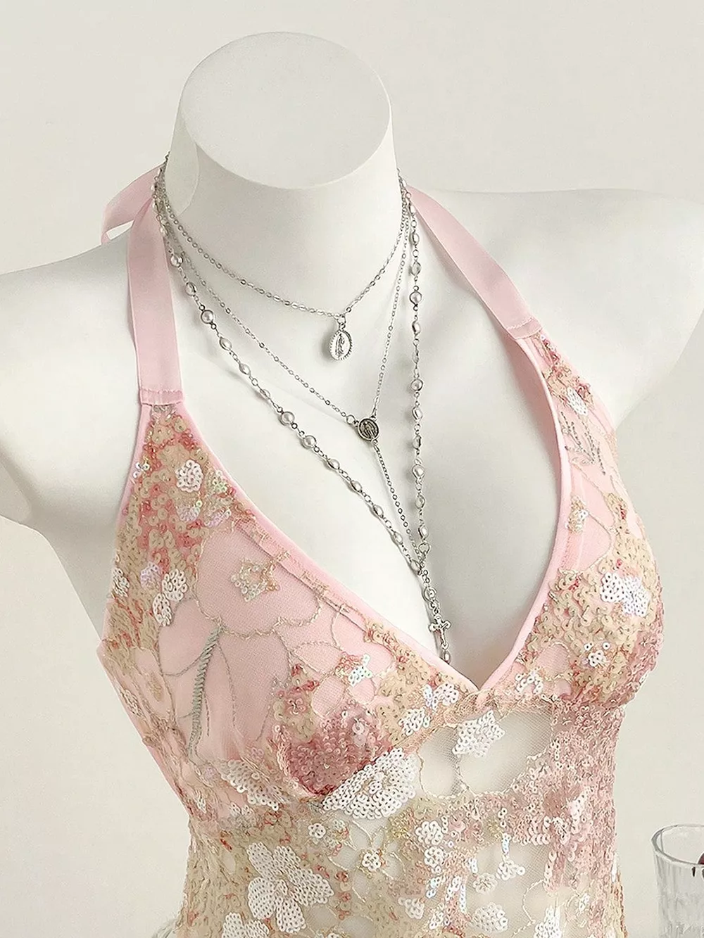Sequin Halter Neck Cami, image 8