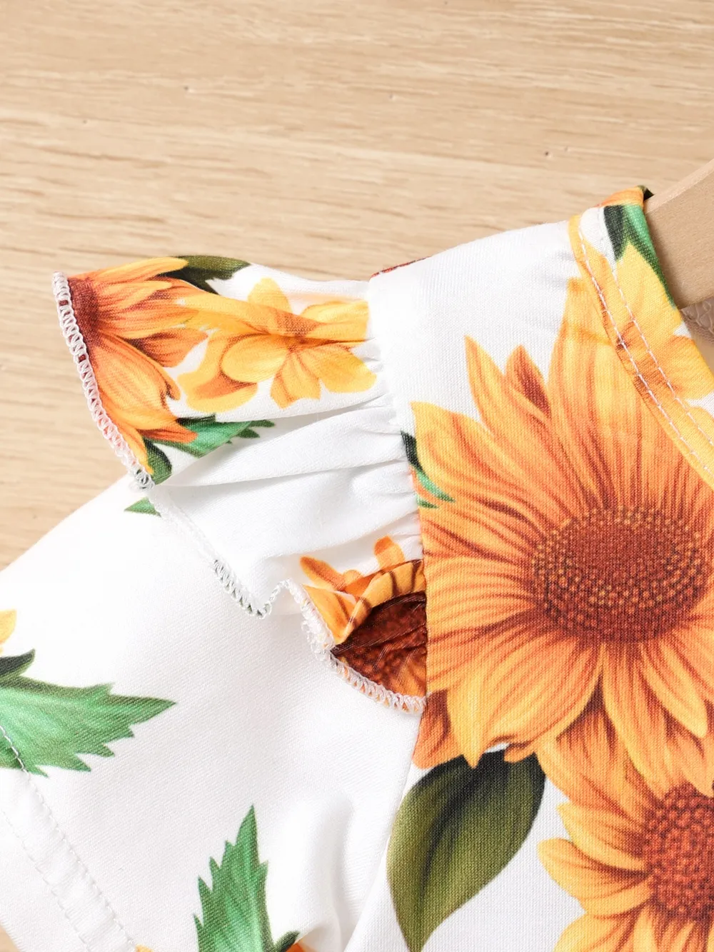 Children's Sunflower Ruffled Short Sleeve Top and Shorts Set, image 2