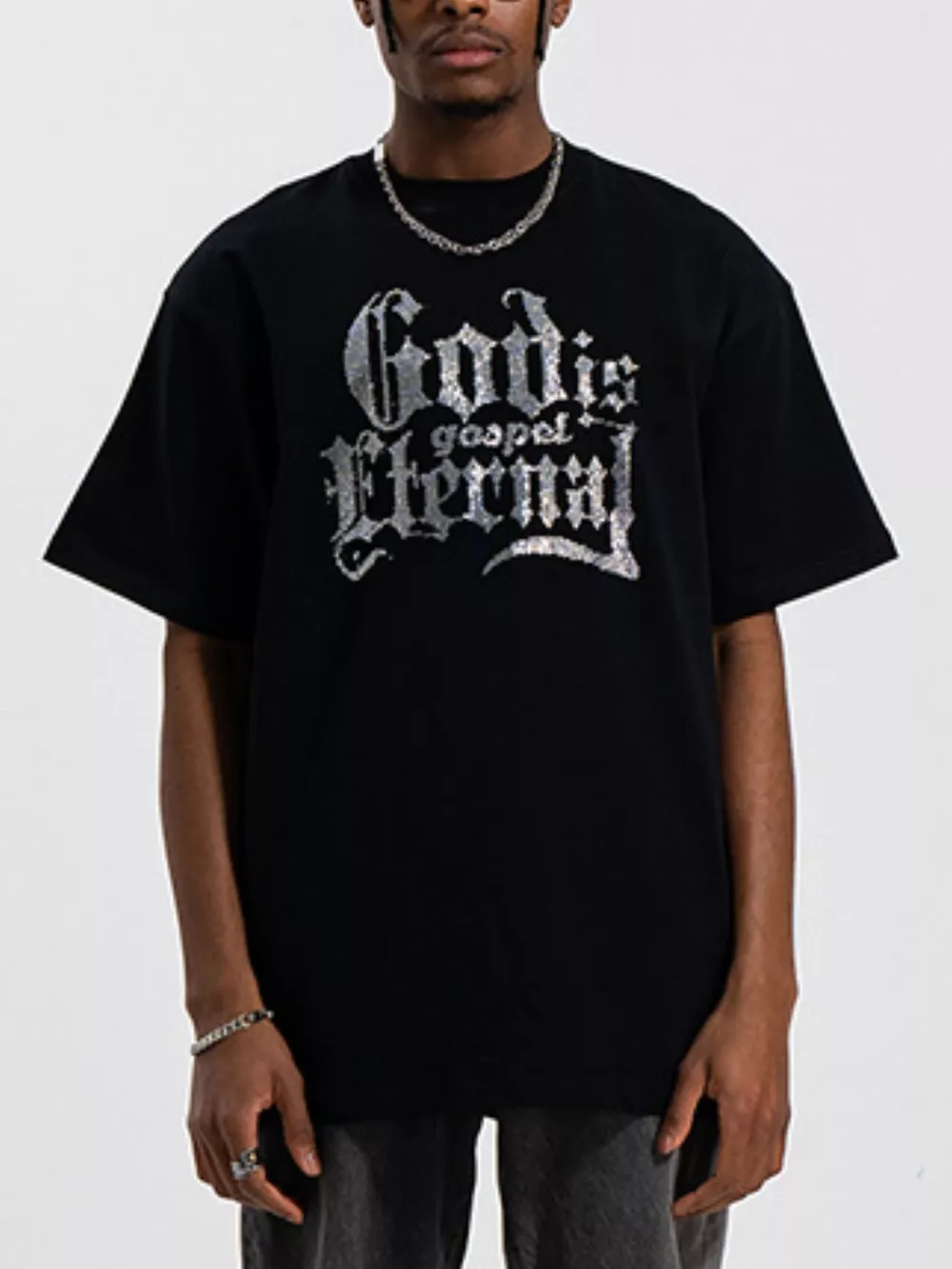 Men's Letter Round Neck Short Sleeve T-Shirt