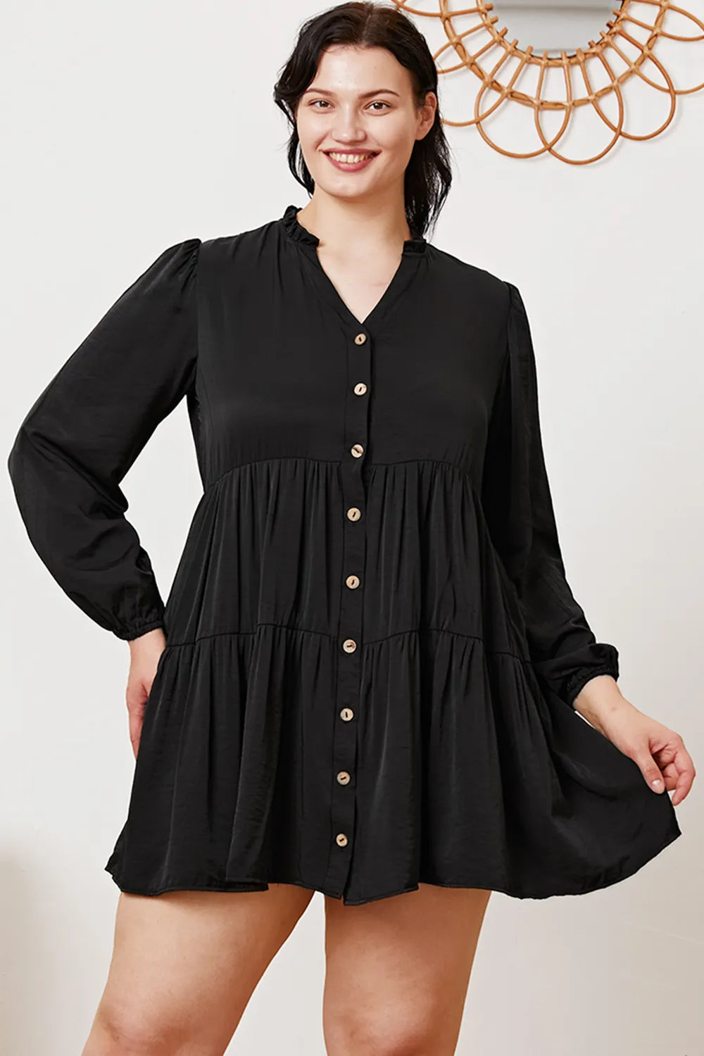 Ruffled Button Up Long Sleeve Tiered Shirt, image 8