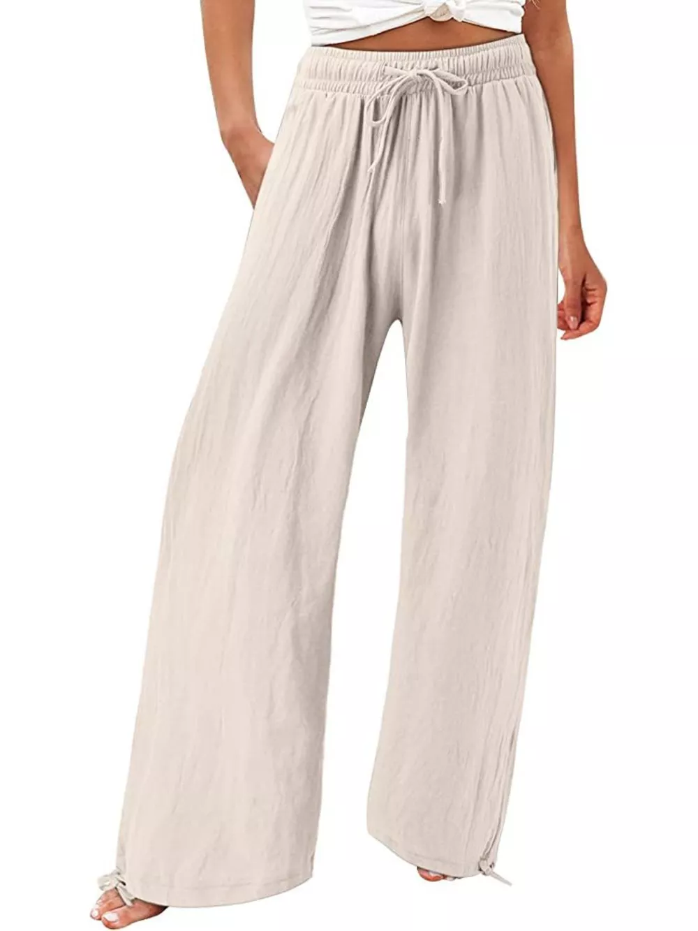 Full Size Wide Leg Pants with Drawstring Waist Plus Size, image 2