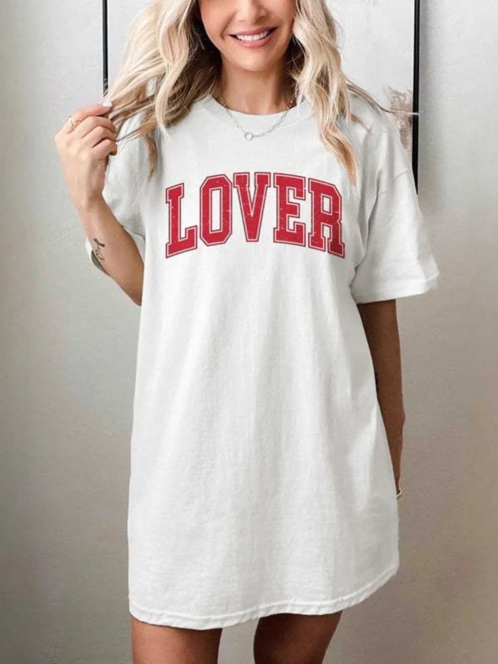 LOVER Round Neck Half Sleeve T-Shirt, image 3