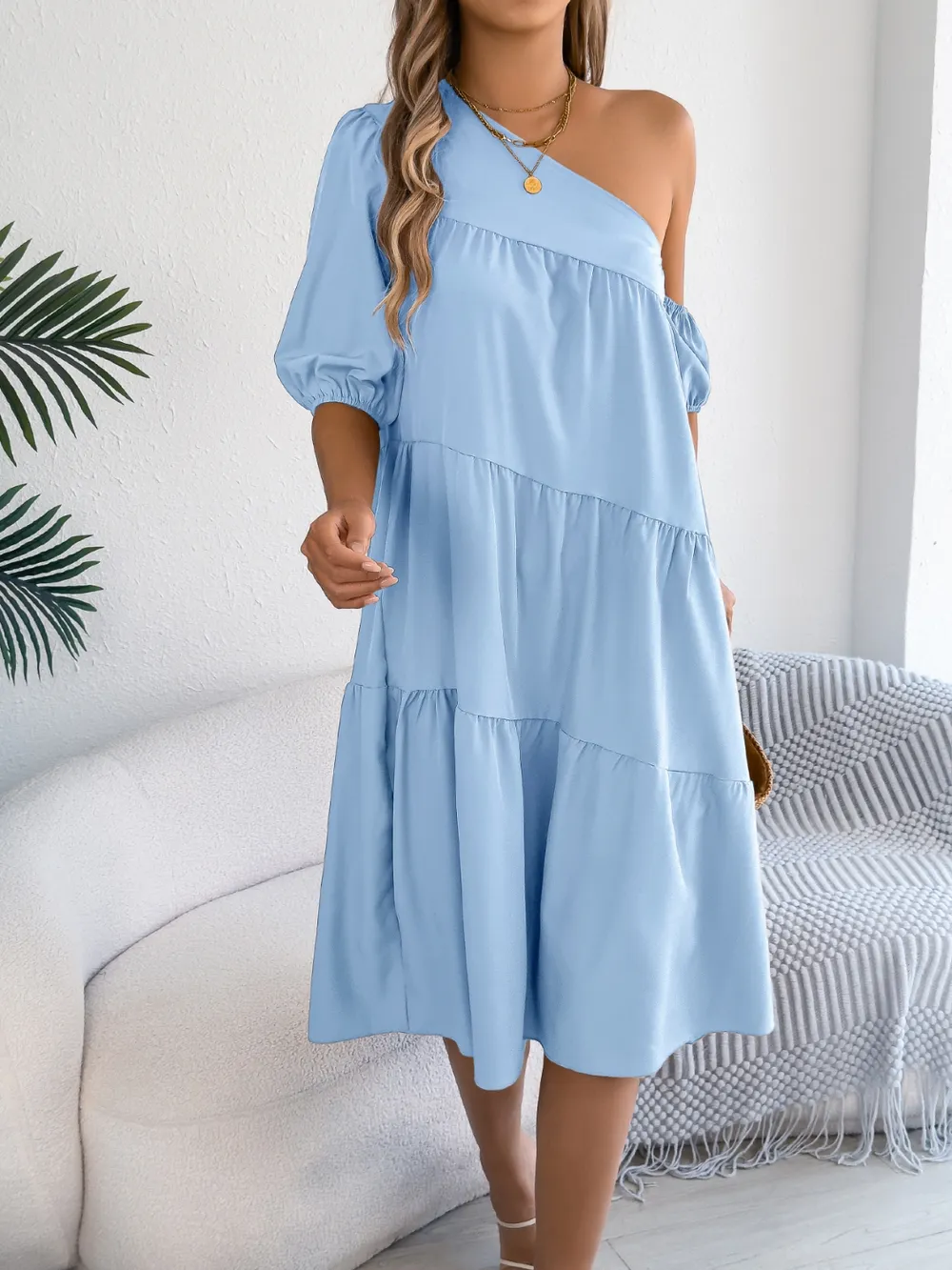 Single Shoulder Tiered Dress, image 2