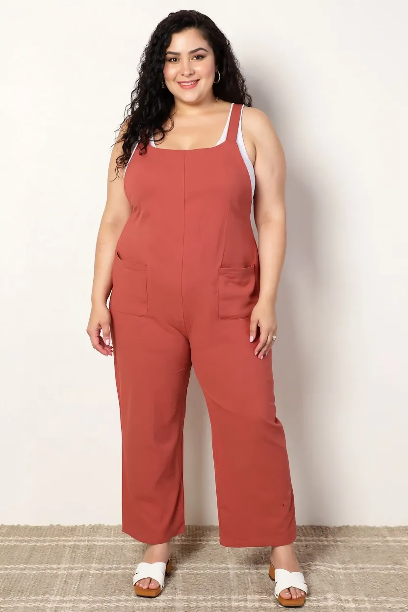 Wide Leg Overalls with Front Pockets