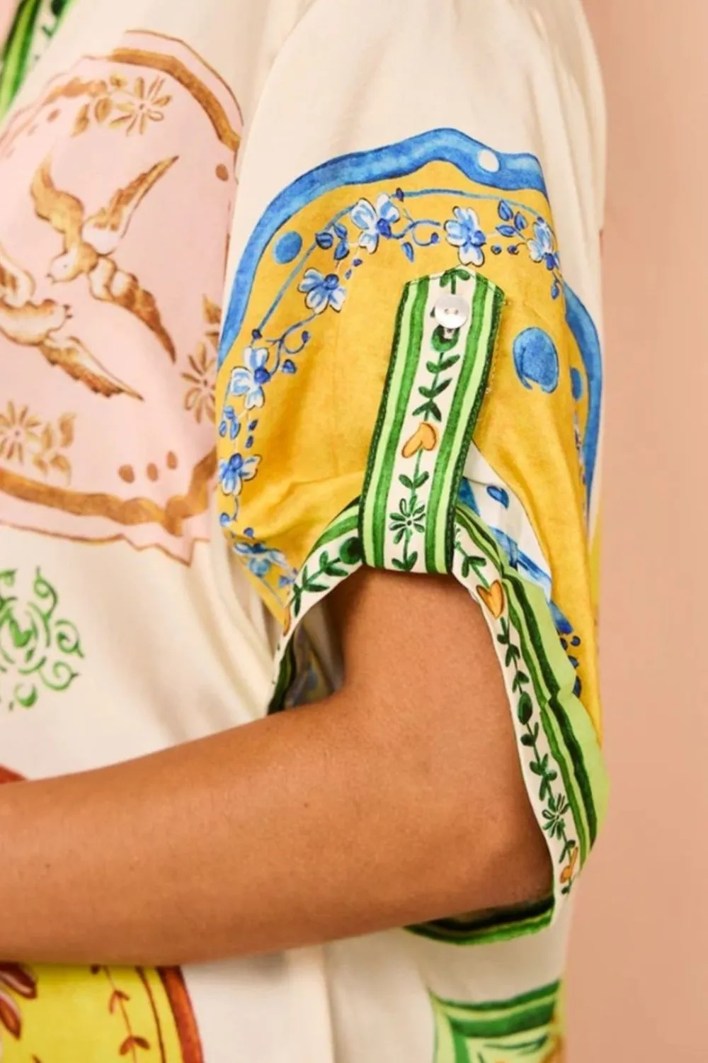 Printed Short Sleeve Button Down Top and Shorts Set, image 7