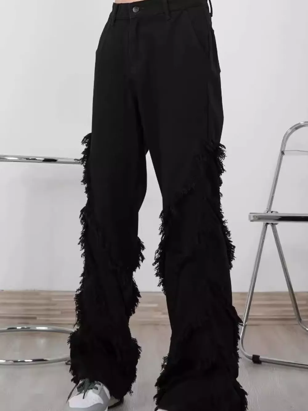 Men's Full Size Fringe Trim Wide Leg Jeans Plus Size, image 2