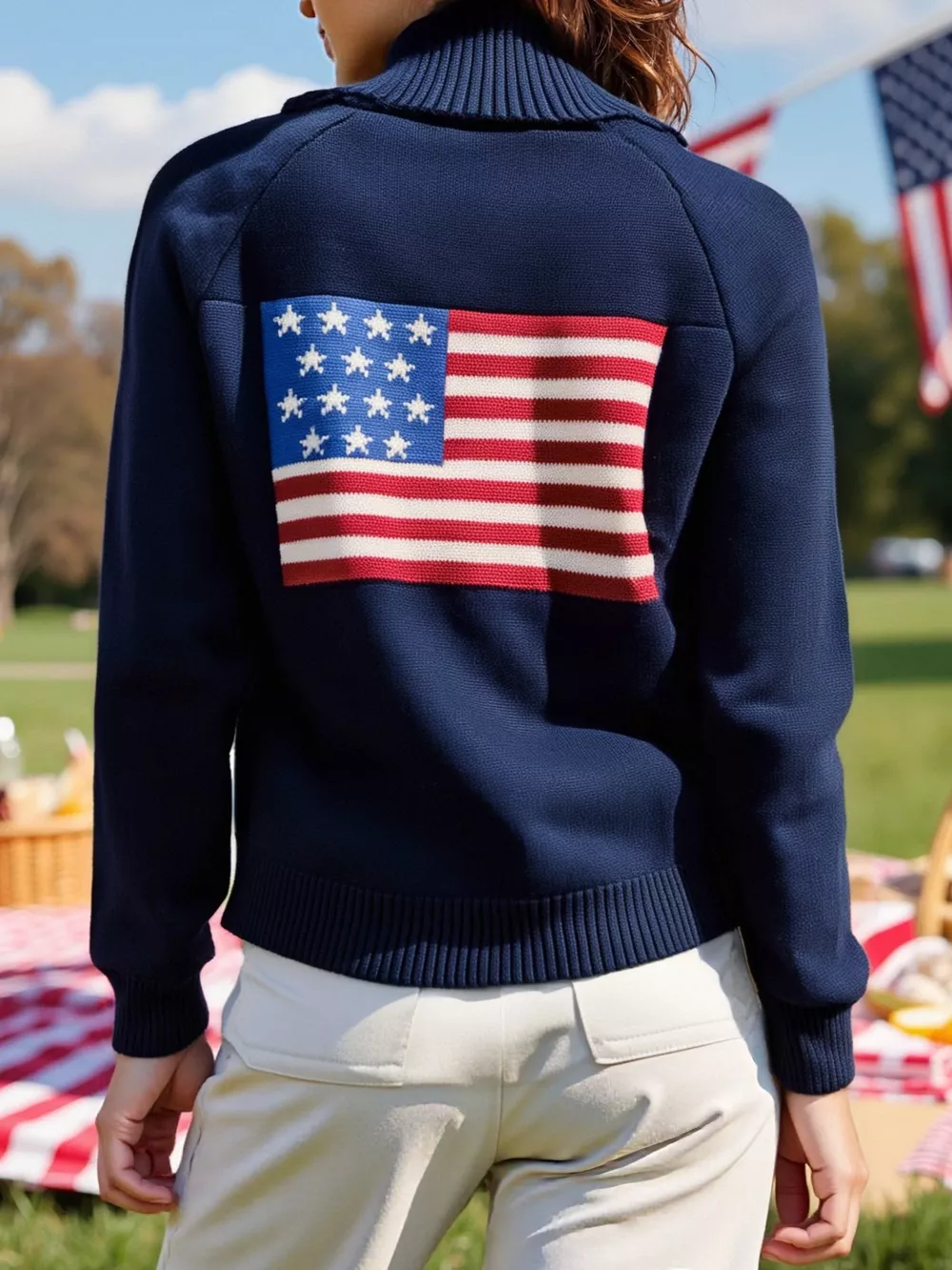 US Flag Button Up Cardigan, image 2