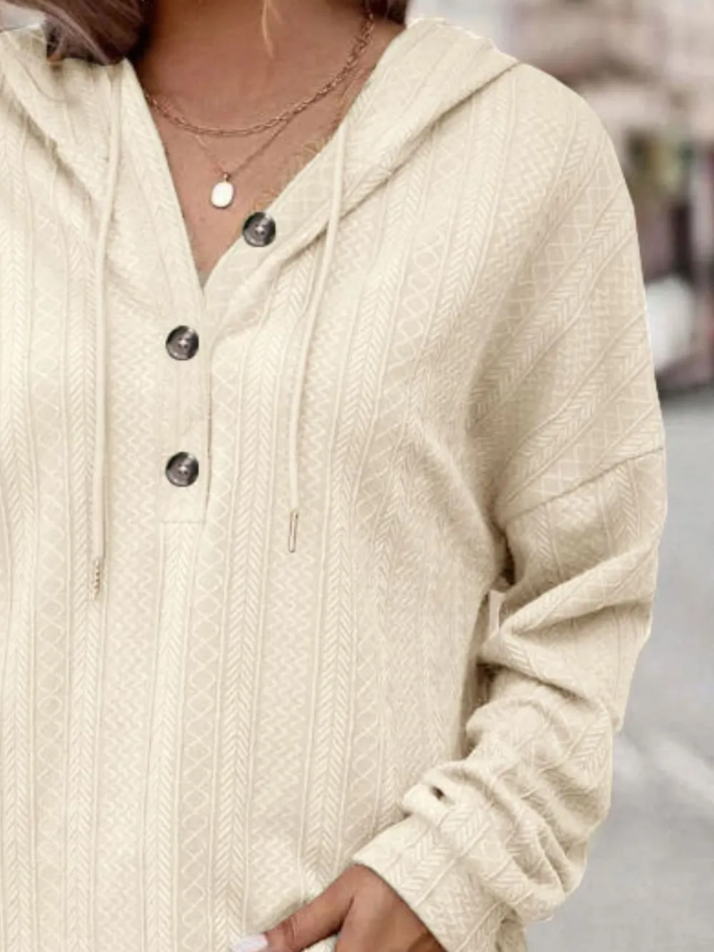 Drawstring Dropped Shoulder Long Sleeve Hoodie, image 10