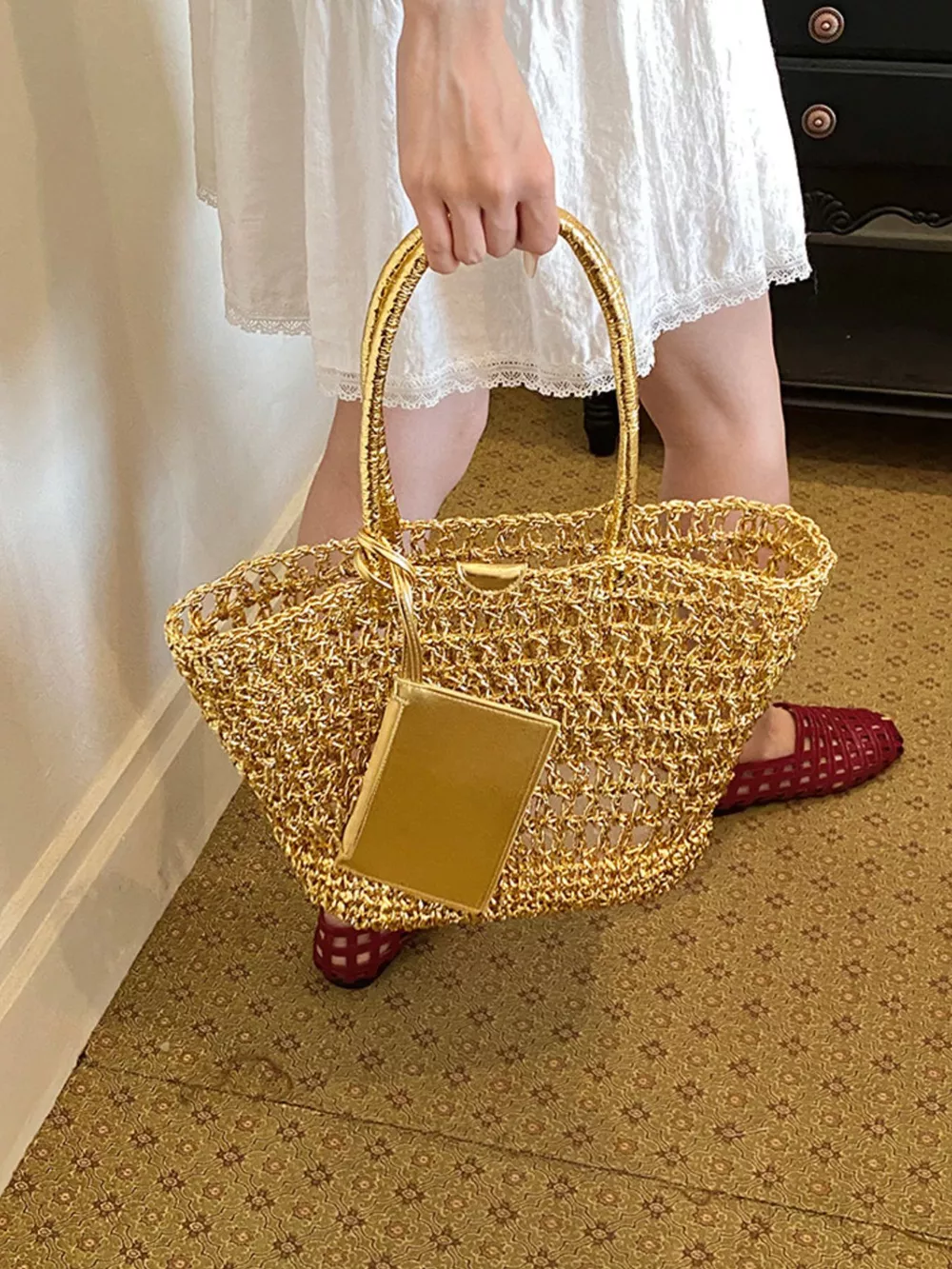 Woven Straw Tote Bag, image 2