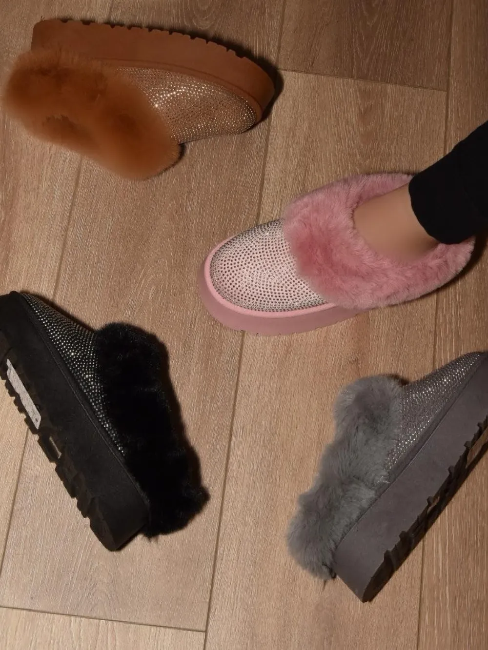 Embellished Faux Fur Platform Booties, image 2