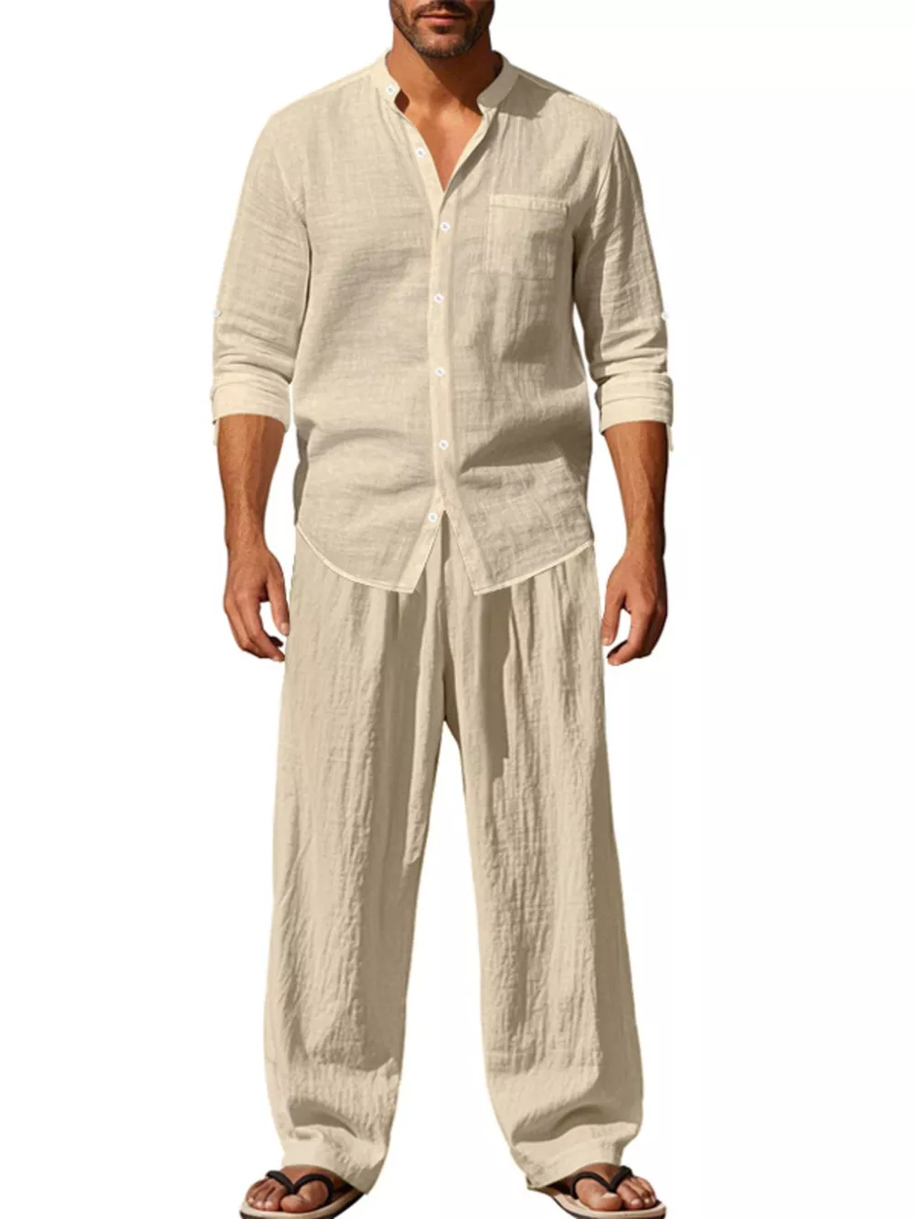Men's Full Size Casual Button Up Shirt and Pants Plus Size, image 6