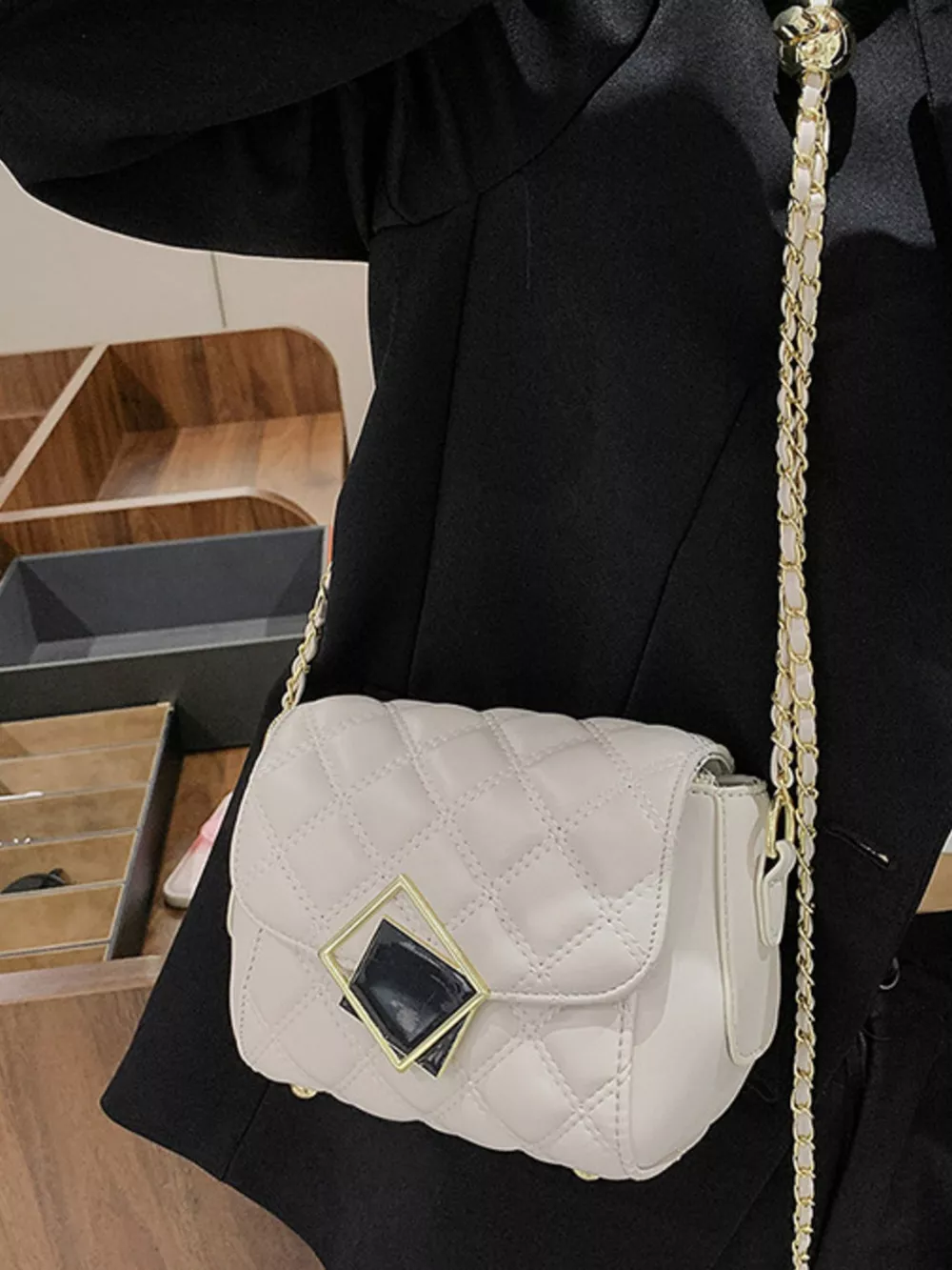 Quilted Flap Chain Crossbody Bag, image 4