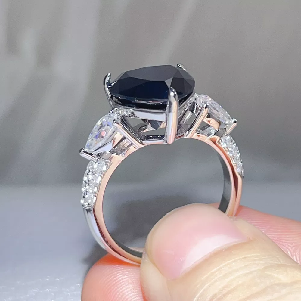 6 Carat 925 Sterling Silver Moissanite Heart Ring, image 4