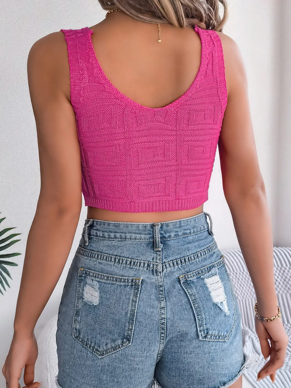 Twisted V-Neck Knit Vest, image 9