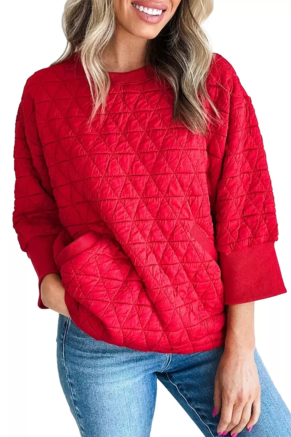 Quilted Texture Long-Sleeve Blouse, image 6