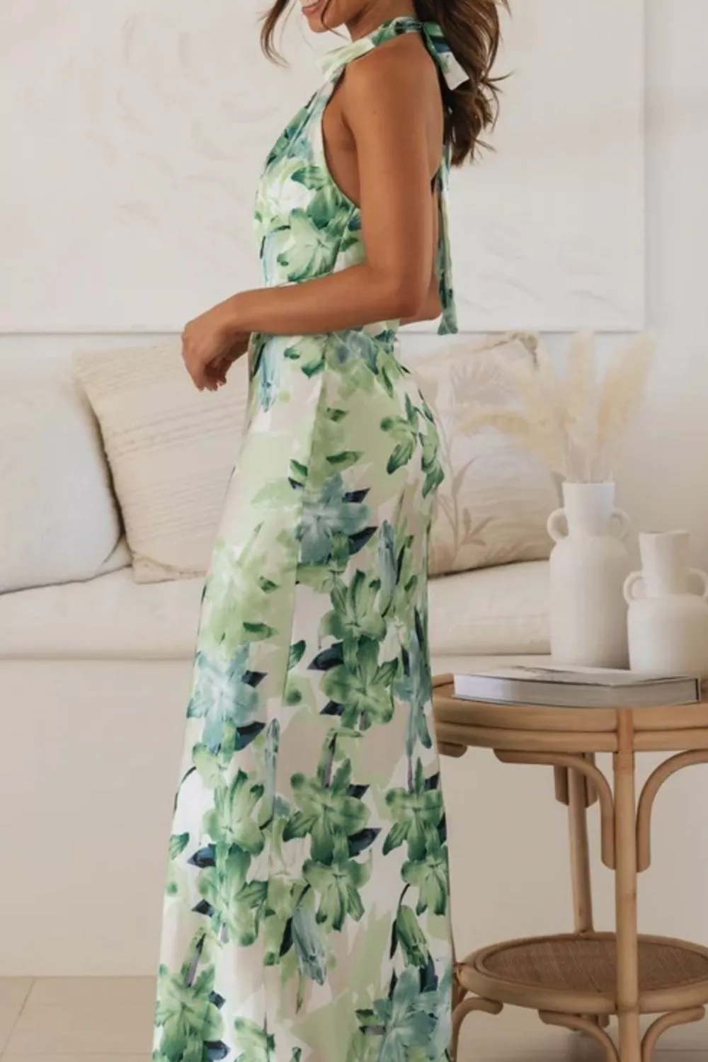 Floral Print Halter Neck Maxi Dress, image 2