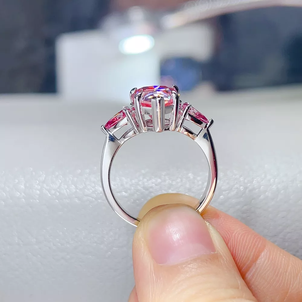 6 Carat Moissanite 925 Sterling Silver Teardrop Ring, image 2