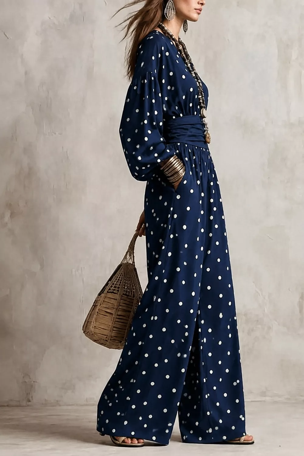 Polka Dot Wide-Leg Jumpsuit, image 11