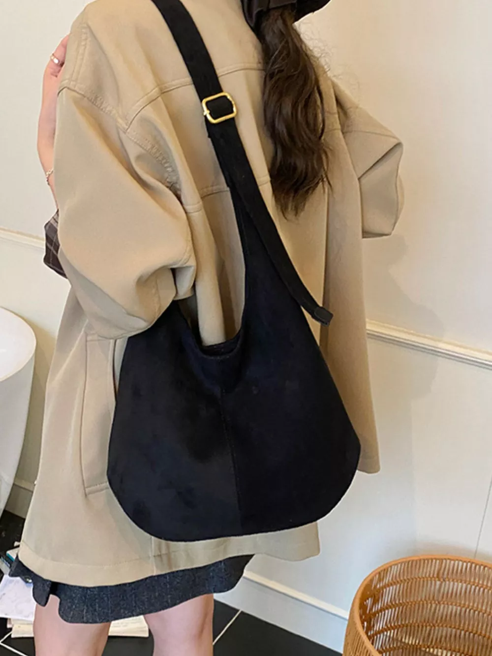 Suede Hobo Shoulder Bag, image 2