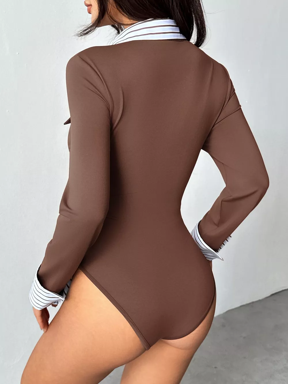 Long Sleeve Button Front Bodysuit, image 2