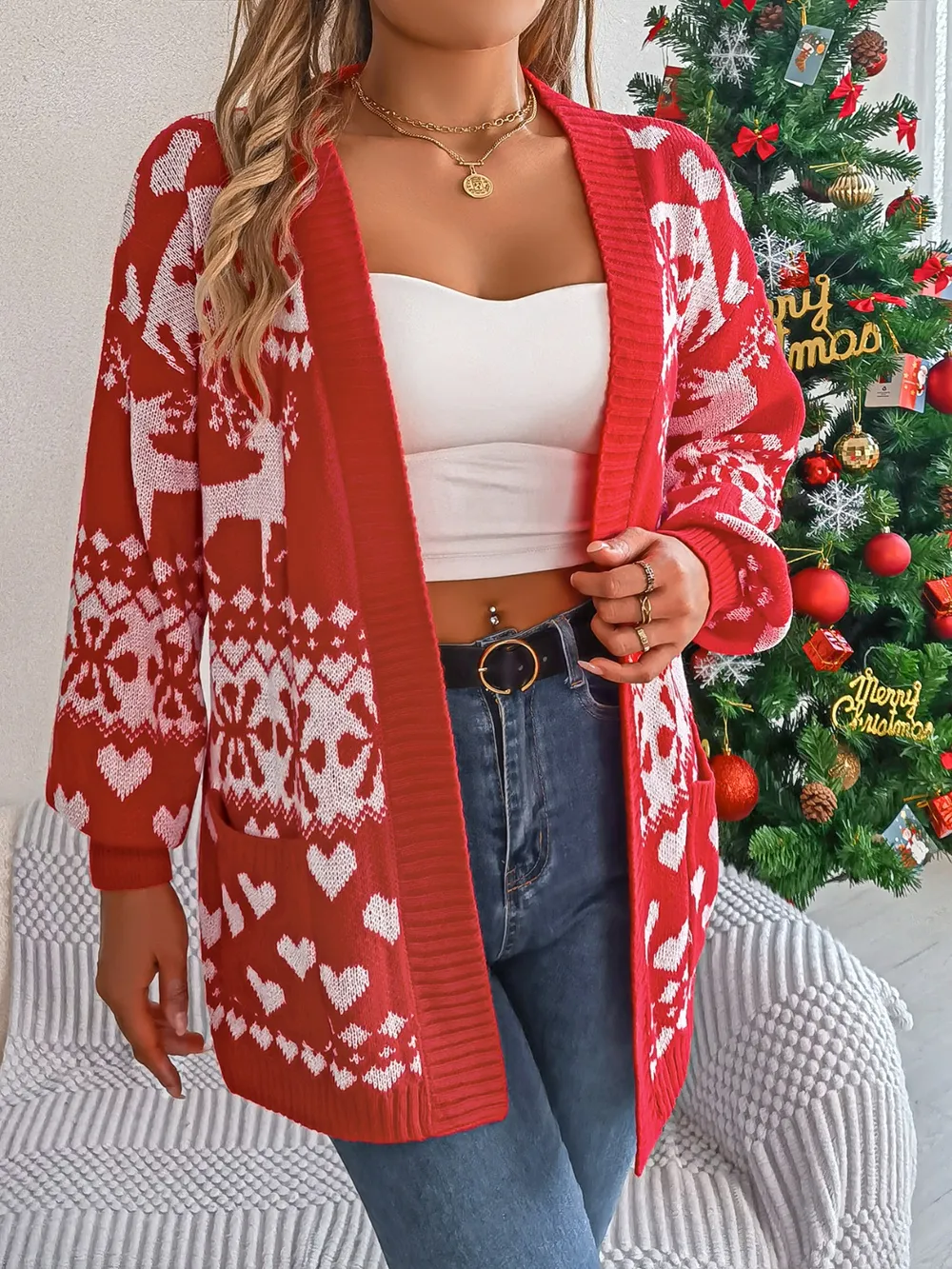 Pocketed Open Front Long Sleeve Cardigan, image 13