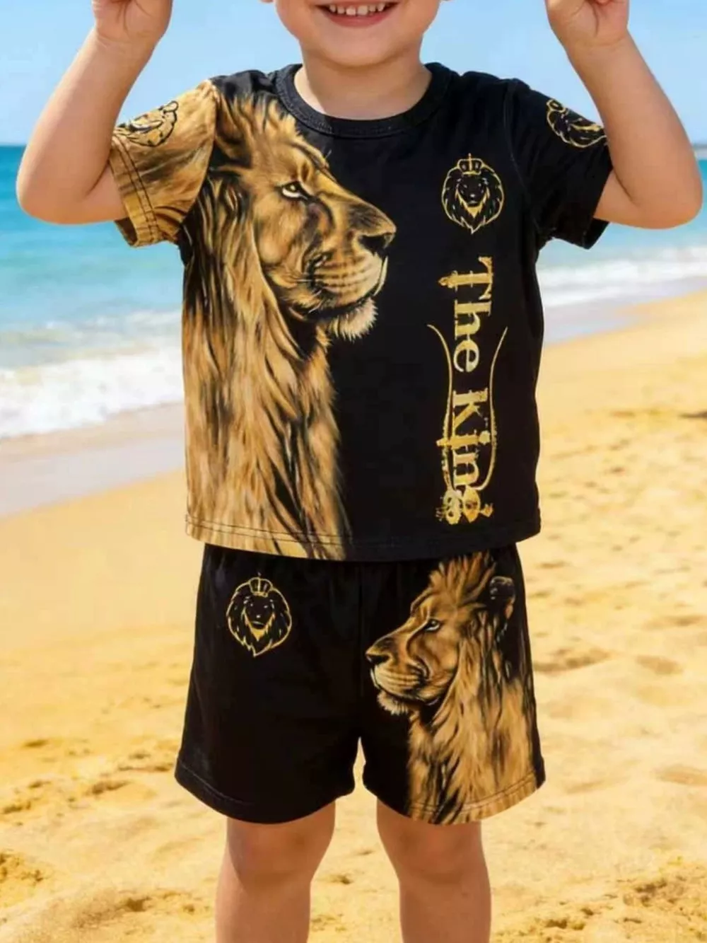 Children's King Graphic Short Sleeve Tee and Shorts Set, image 3