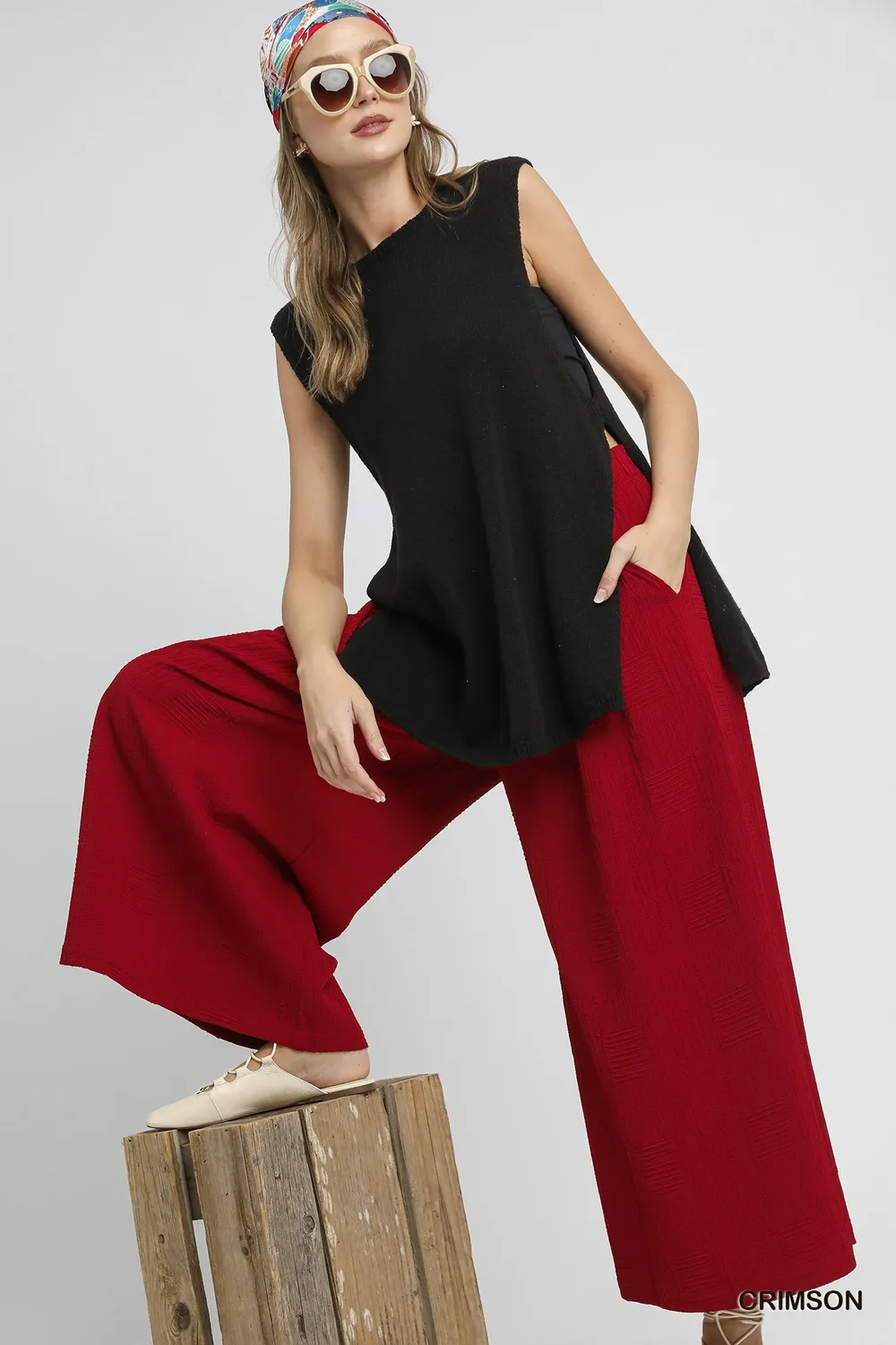 Elastic Waist Wide Leg Pants, image 3