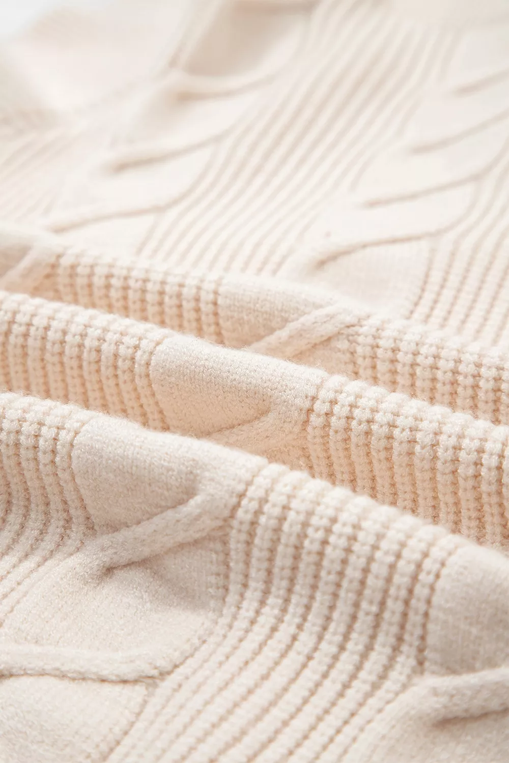 Cable Knit Turtleneck Ruffled Short Sleeve Sweater, image 21